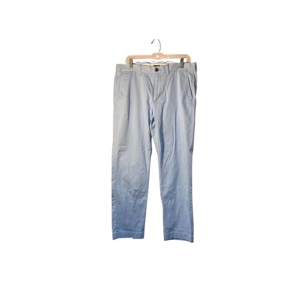 J. Crew Mens Flex Chambray Blue Straight Leg Trouser Size 32